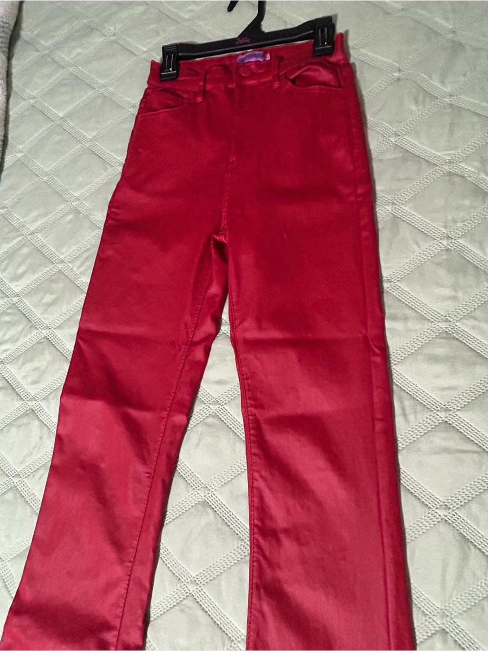 Edikted Red High-Rise Luna Faux Leather Women's Jeans